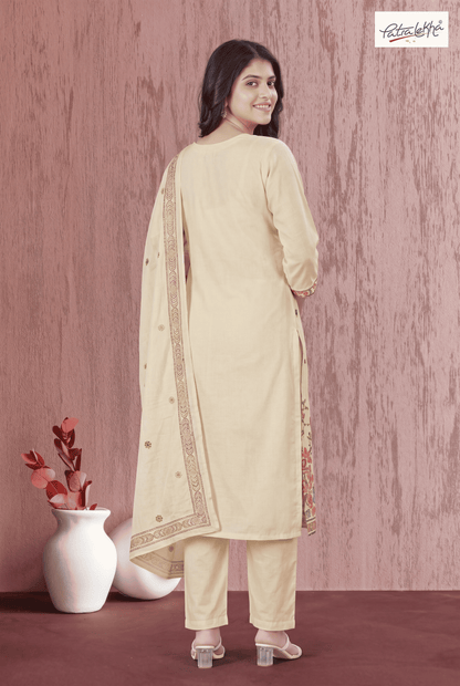 Elegant Pure Cotton Thread Work 3-Piece Suit Set
