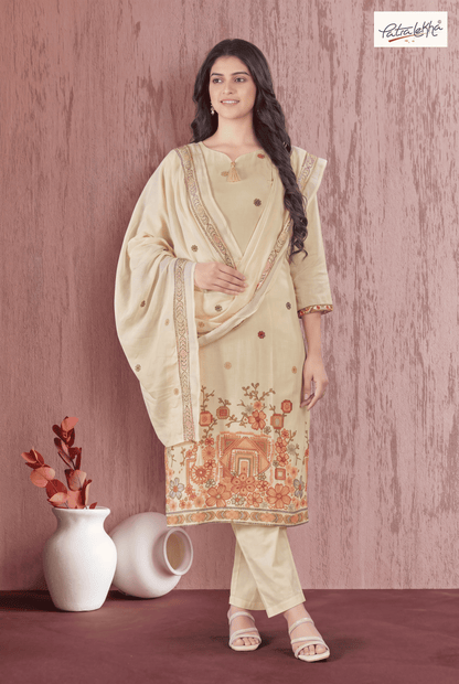 Elegant Pure Cotton Thread Work 3-Piece Suit Set
