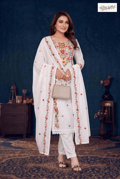Graceful Mal Cotton Kurti Set with Floral Work