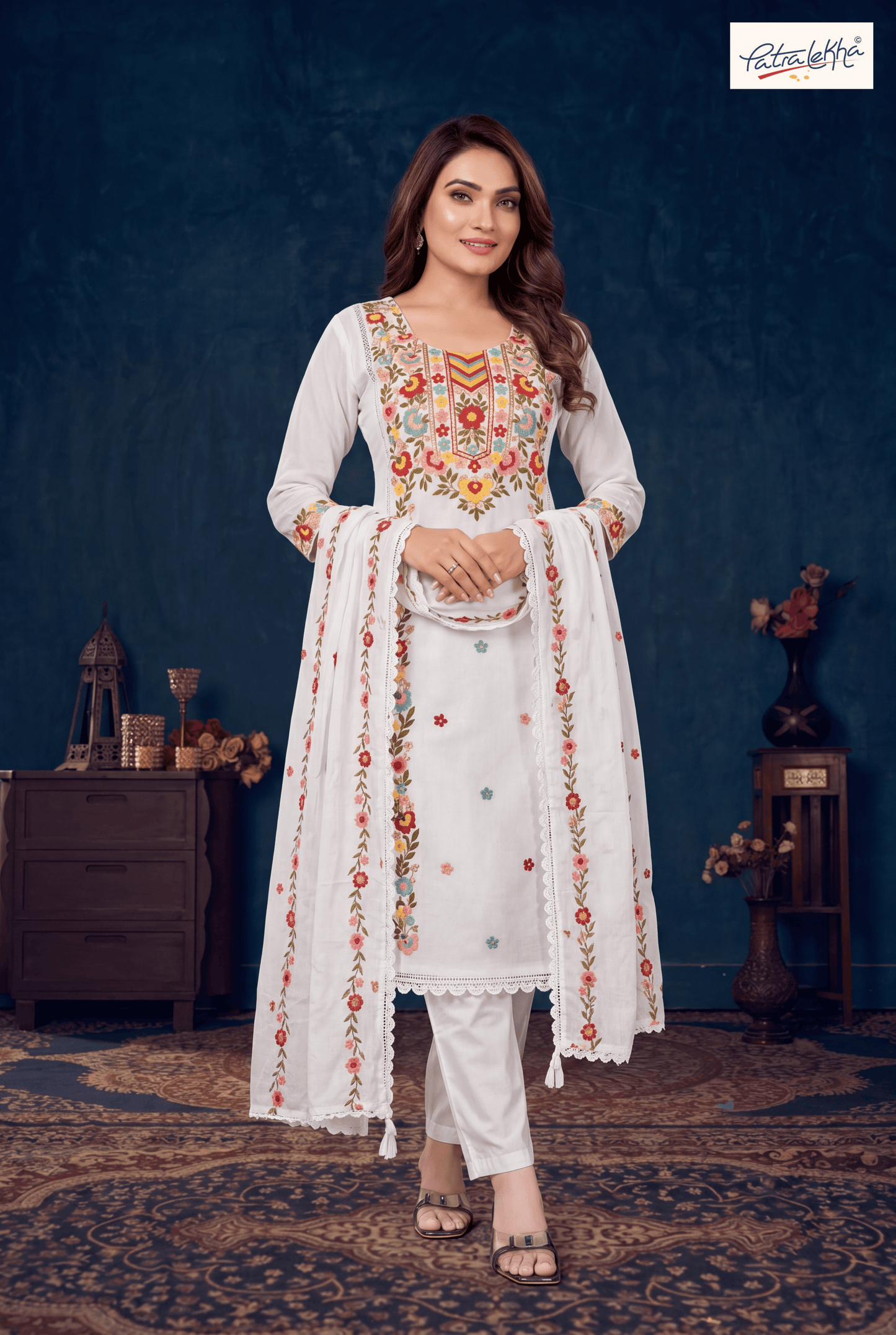Graceful Mal Cotton Kurti Set with Floral Work