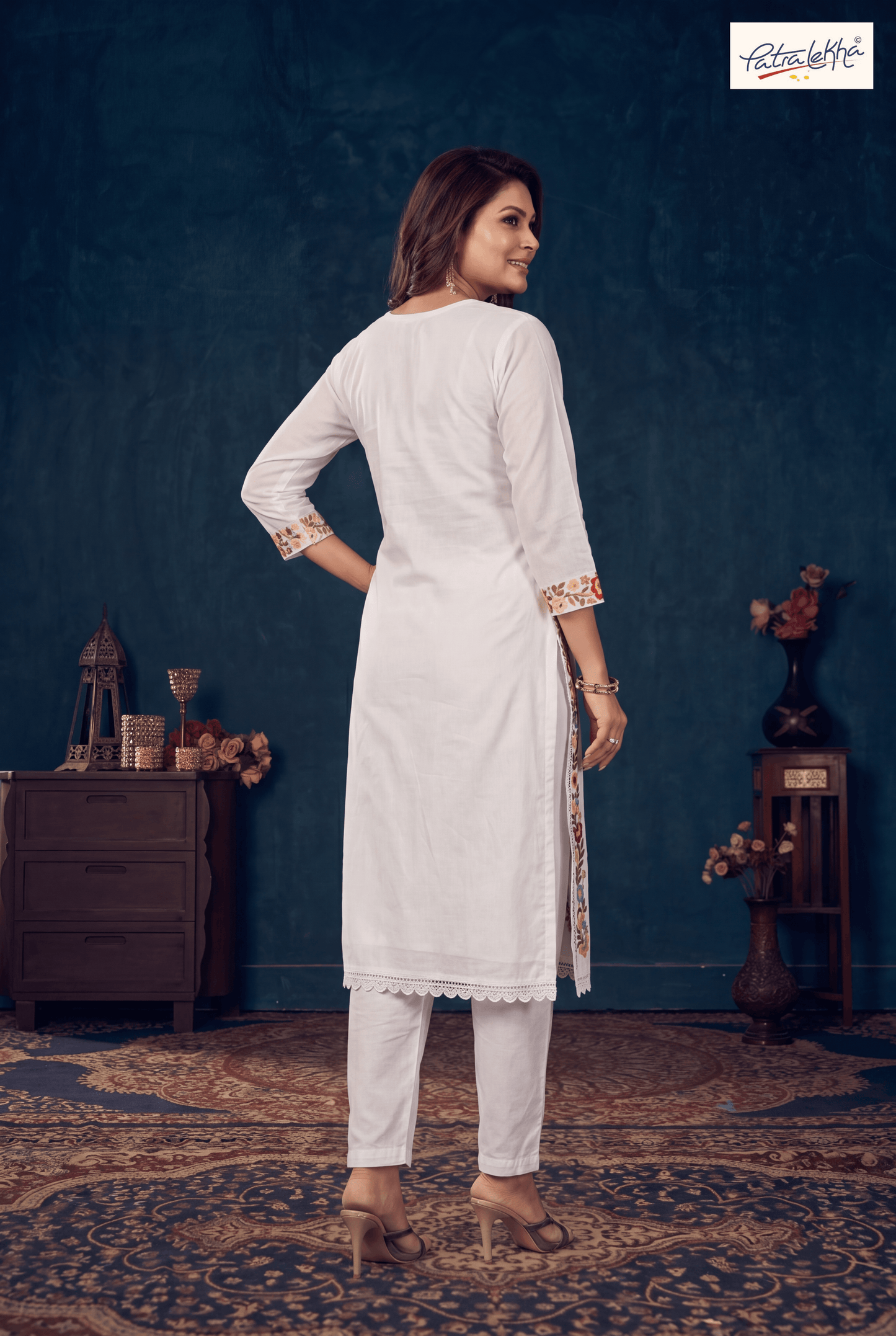 Graceful Mal Cotton Kurti Set with Floral Work
