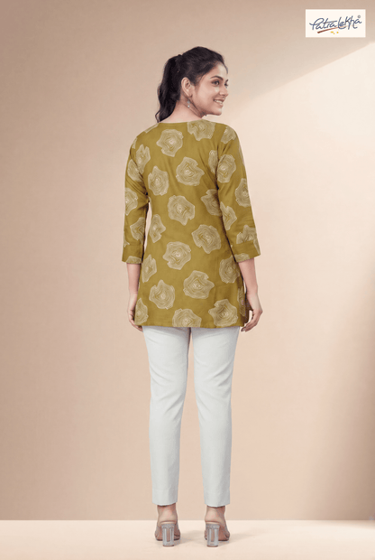 Ethnic Rayon Tunic with Sirovski & Floral Design