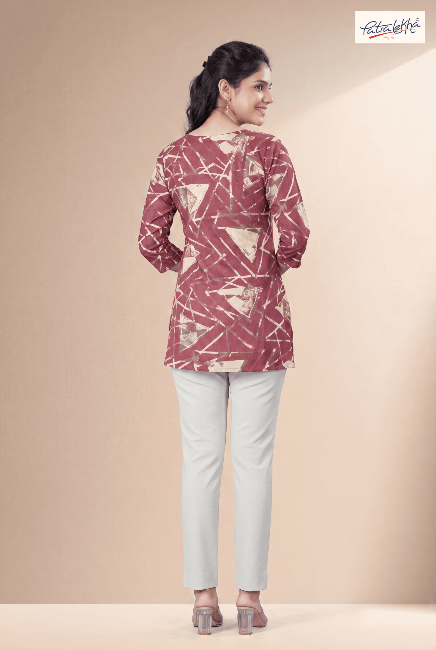 Ethnic Rayon Tunic with Sirovski & Symmetric Detailing