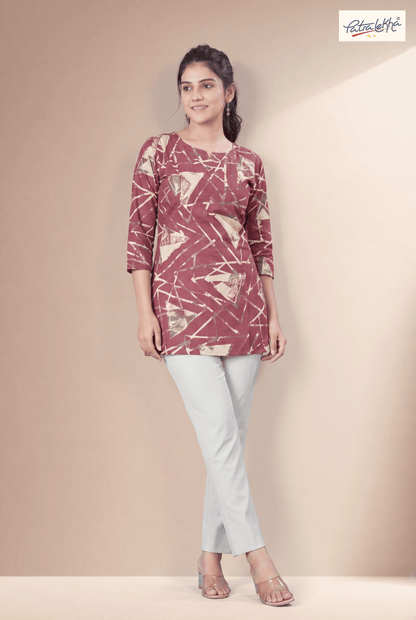 Ethnic Rayon Tunic with Sirovski & Symmetric Detailing