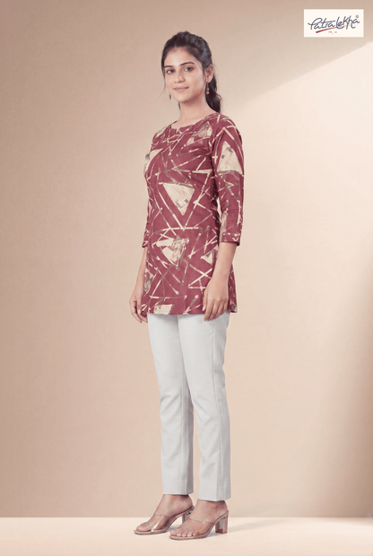 Ethnic Rayon Tunic with Sirovski & Symmetric Detailing