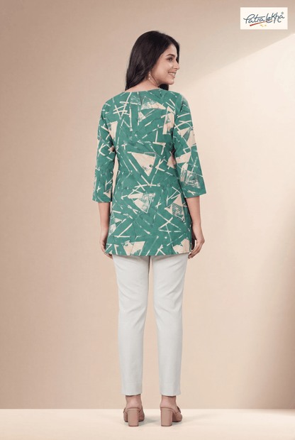 Ethnic Rayon Tunic with Sirovski & Symmetric Detailing
