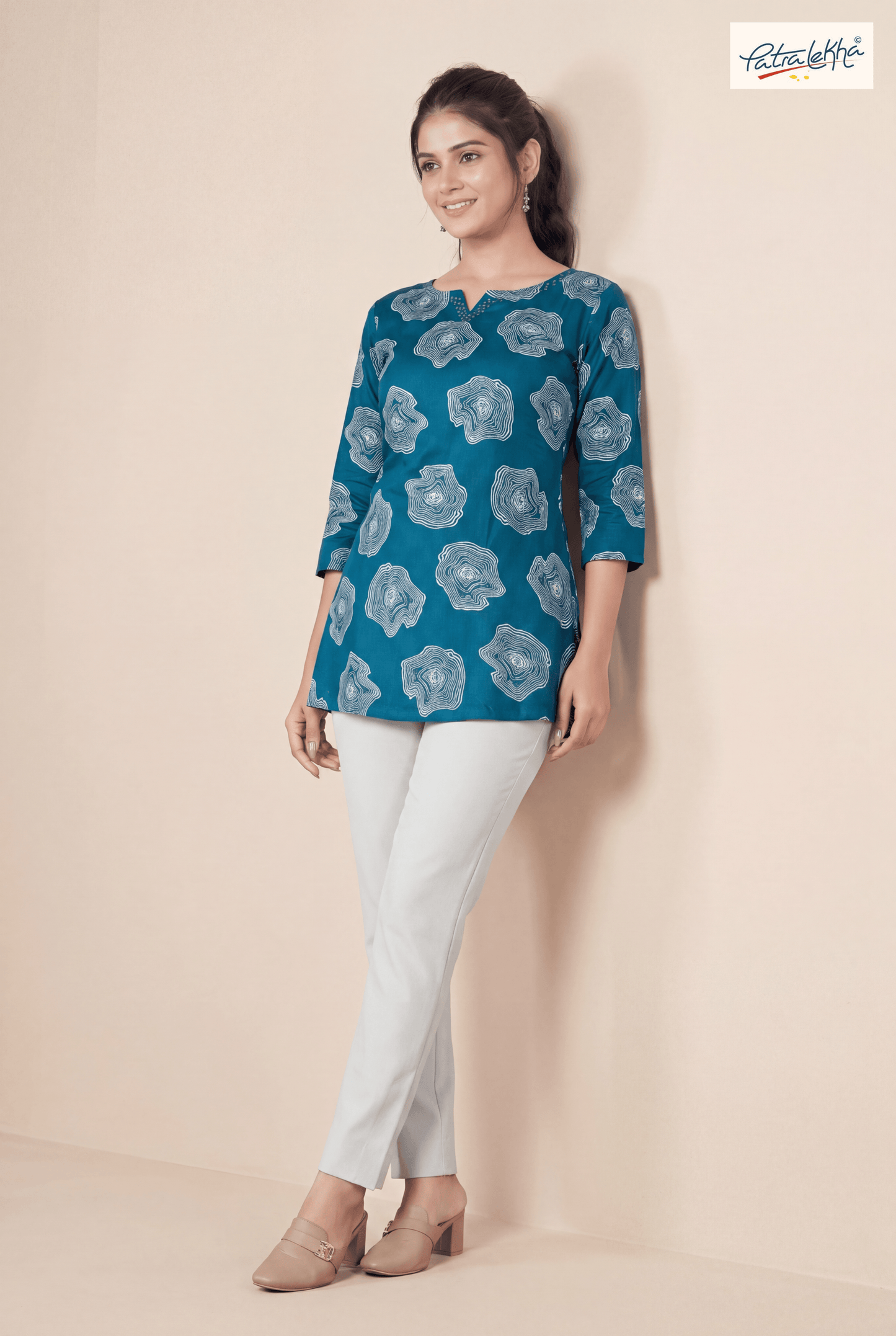Ethnic Rayon Tunic with Sirovski & Floral Design