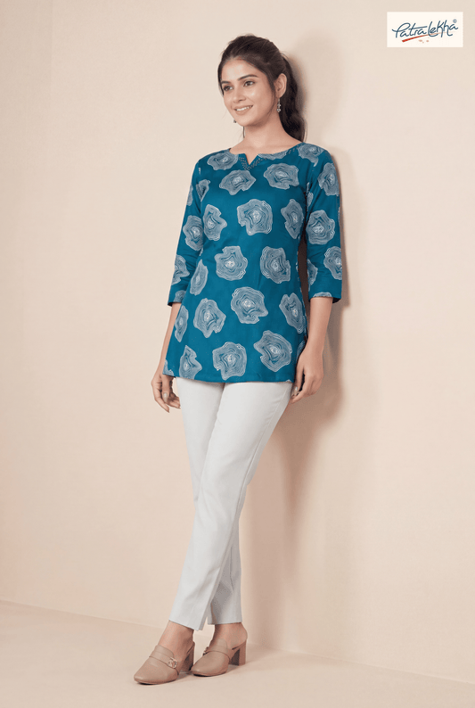 Ethnic Rayon Tunic with Sirovski & Floral Design