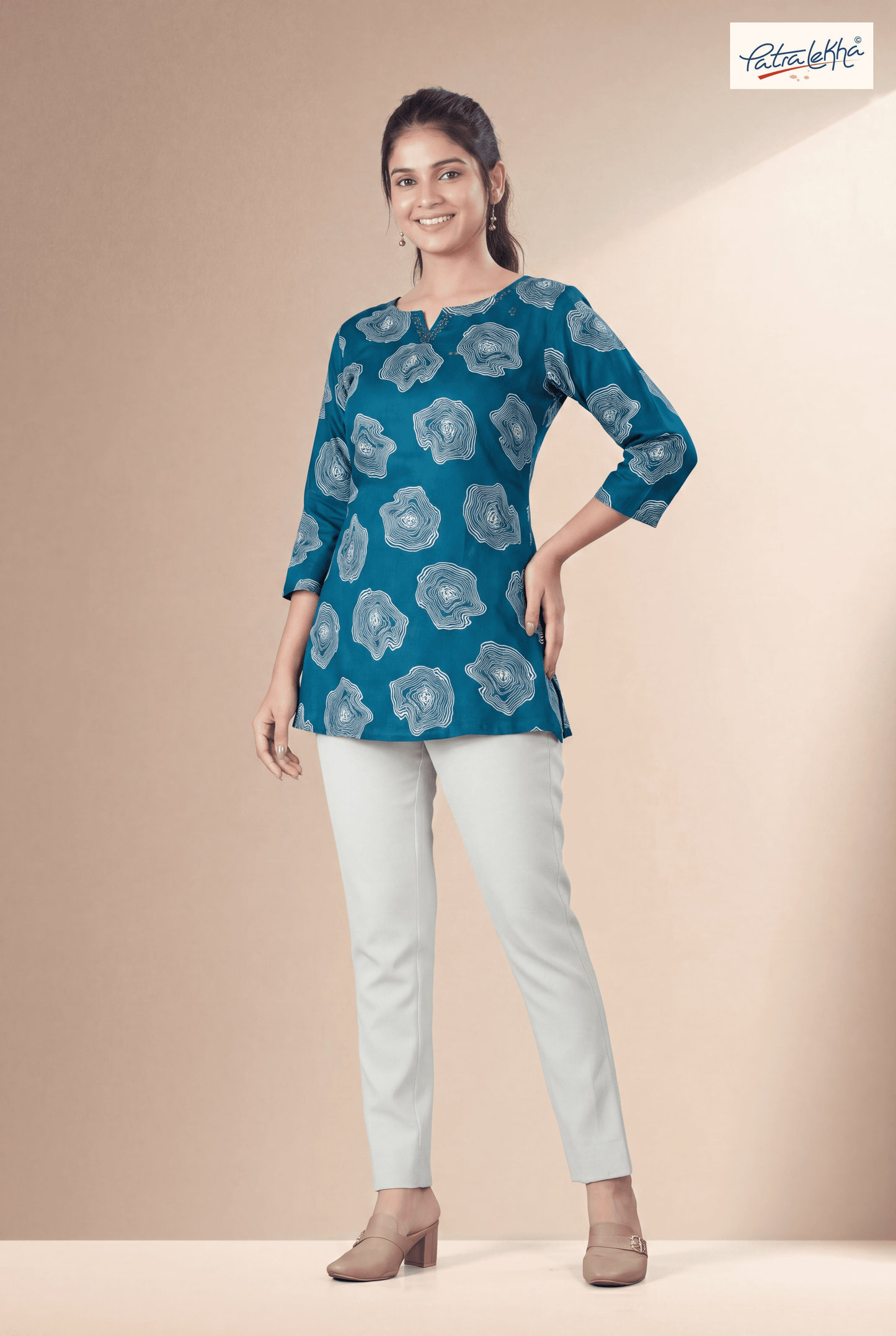 Ethnic Rayon Tunic with Sirovski & Floral Design