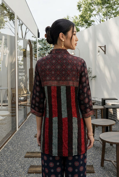 Regal Mosaic Natural Crepe Co-Ord Set