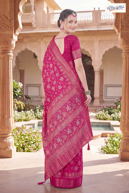 Royal Dola Silk Saree with Self Jacquard Border & Elegant Floral Weaving