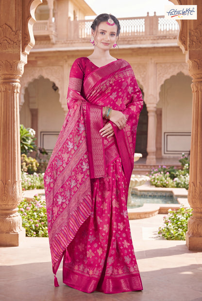 Royal Dola Silk Saree with Self Jacquard Border & Elegant Floral Weaving