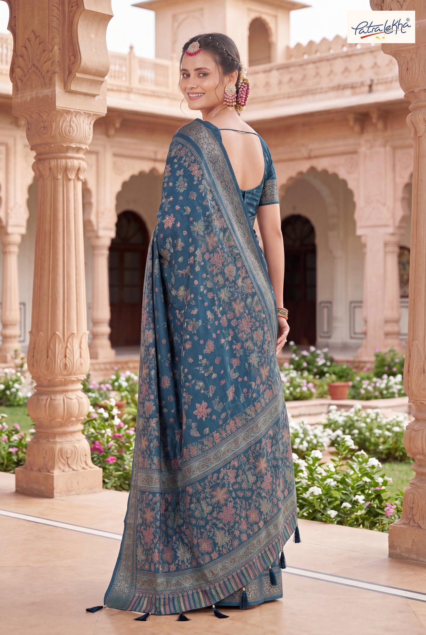 Royal Dola Silk Saree with Self Jacquard Border & Elegant Floral Weaving