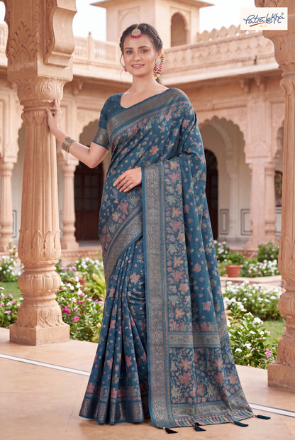 Royal Dola Silk Saree with Self Jacquard Border & Elegant Floral Weaving