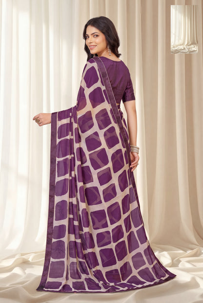 Elegant Kreeva Georgette Saree with Stone Work Pallu & Designer Border