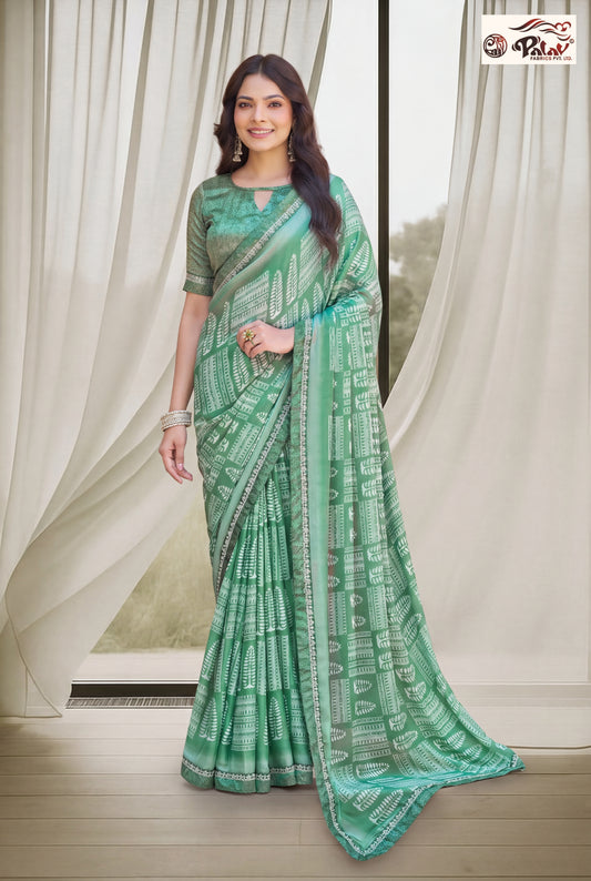 Elegant Kreeva Georgette Saree with Khatli Work Borde