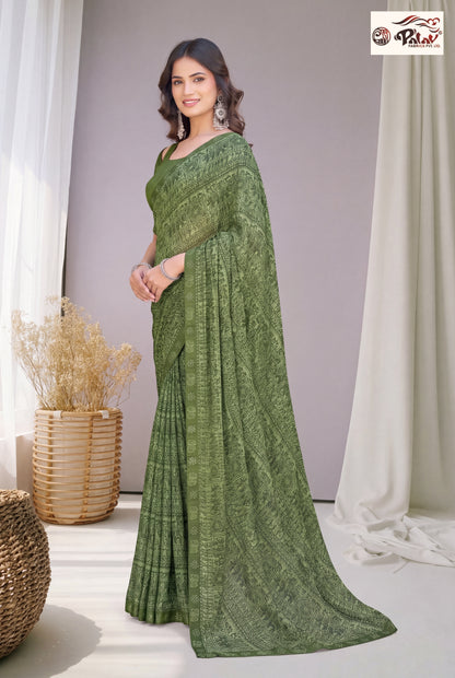 Traditional Kreeva Georgette Saree with Ethnic Handwork