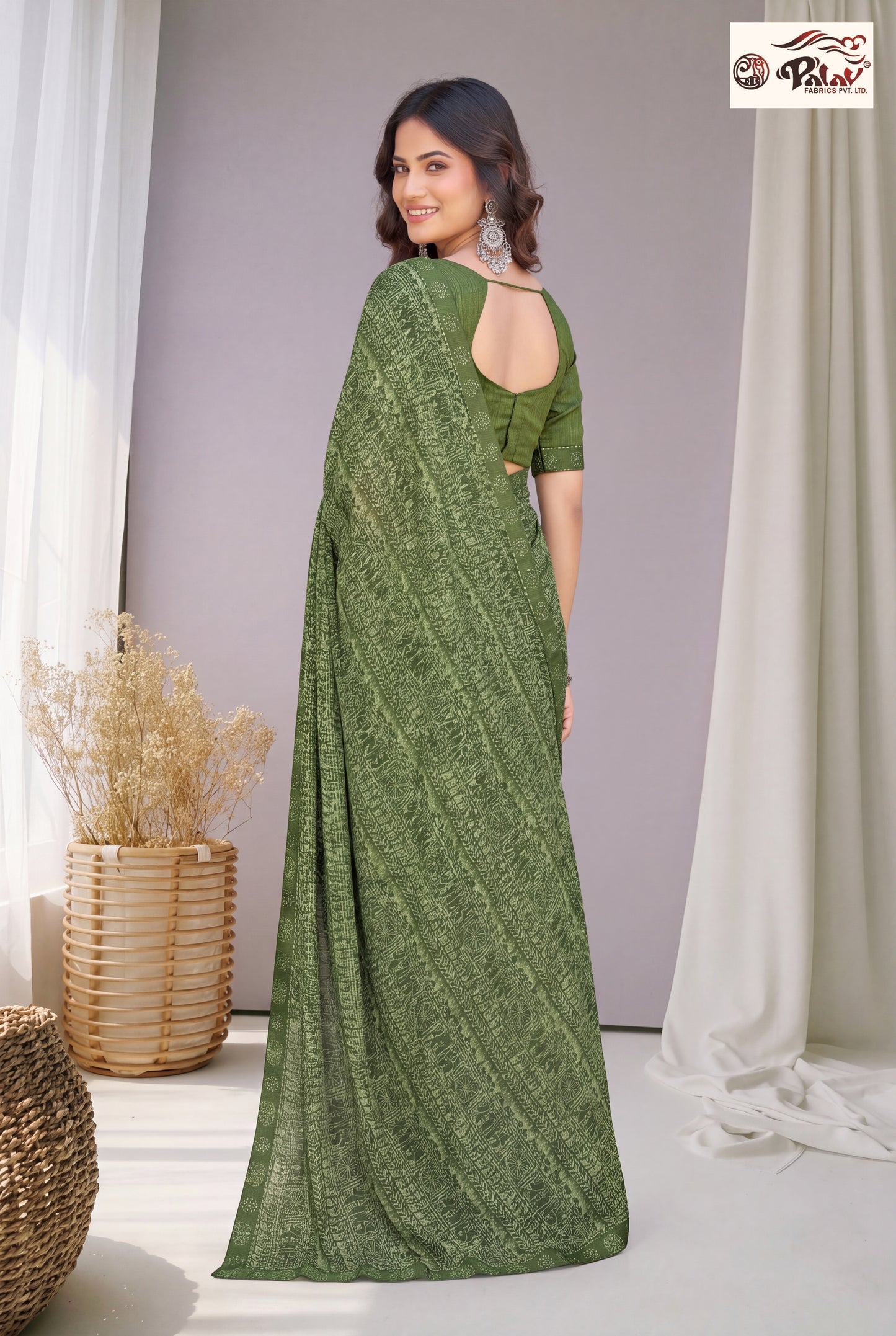 Traditional Kreeva Georgette Saree with Ethnic Handwork