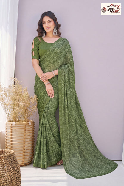 Traditional Kreeva Georgette Saree with Ethnic Handwork