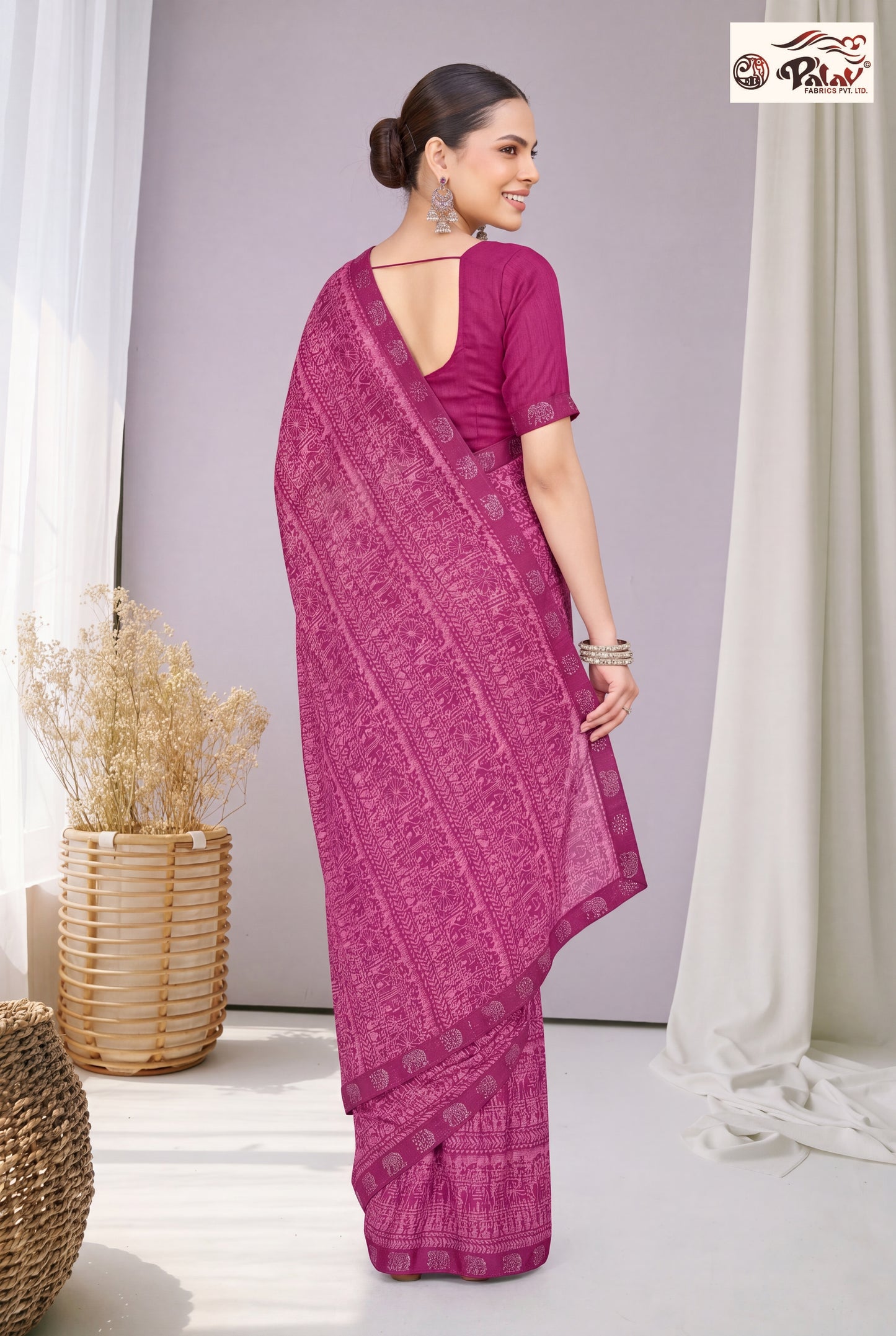 Traditional Kreeva Georgette Saree with Ethnic Handwork
