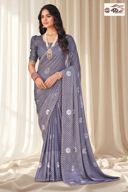 Designer Kreeva Georgette Saree with Khatli Work, Swarovski Work & Fancy Lace Border