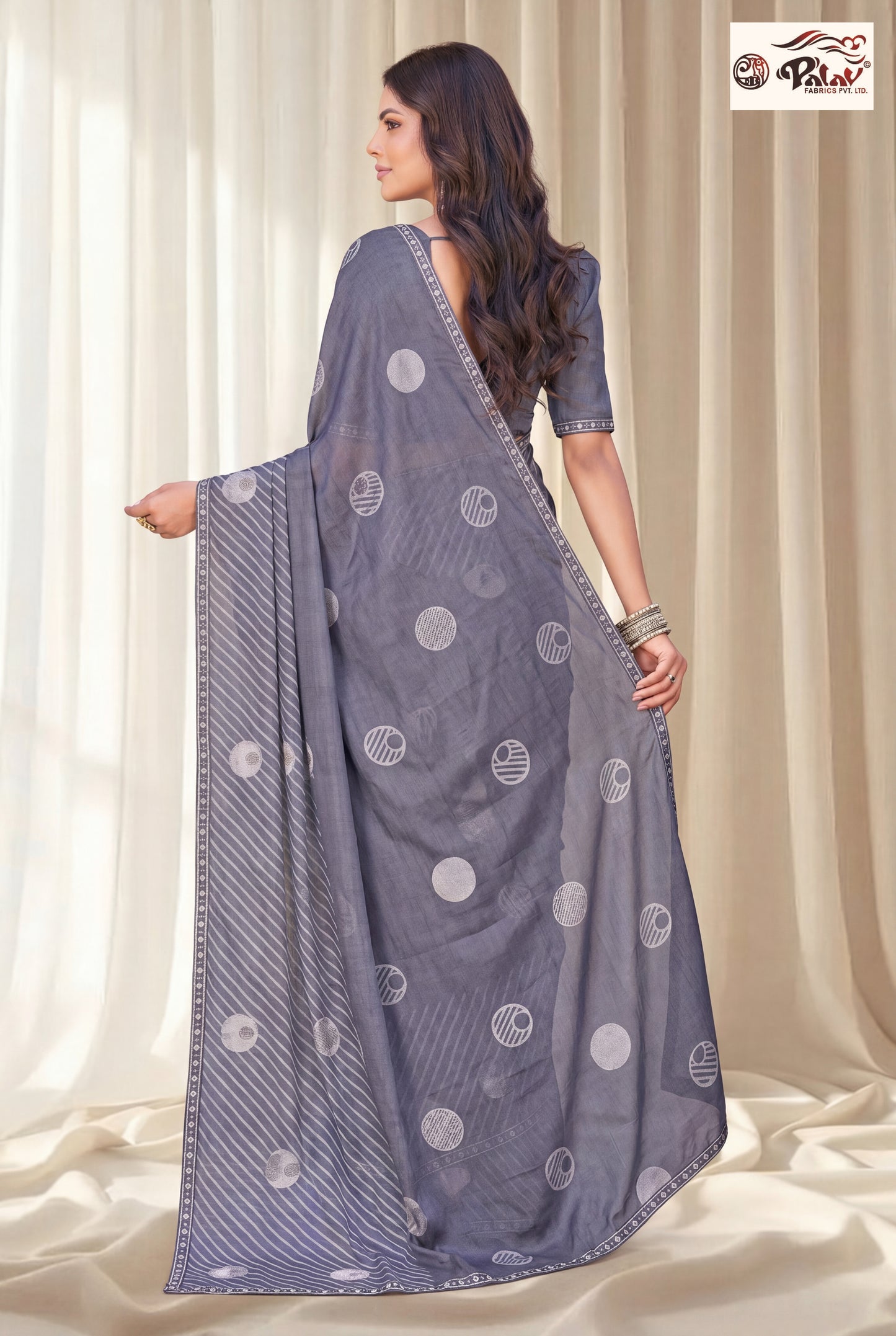 Designer Kreeva Georgette Saree with Khatli Work, Swarovski Work & Fancy Lace Border