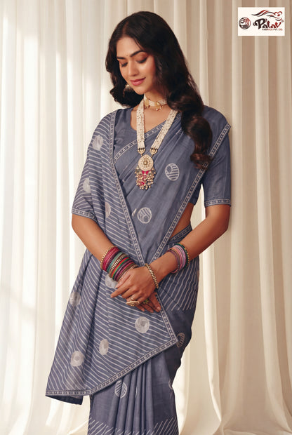 Designer Kreeva Georgette Saree with Khatli Work, Swarovski Work & Fancy Lace Border