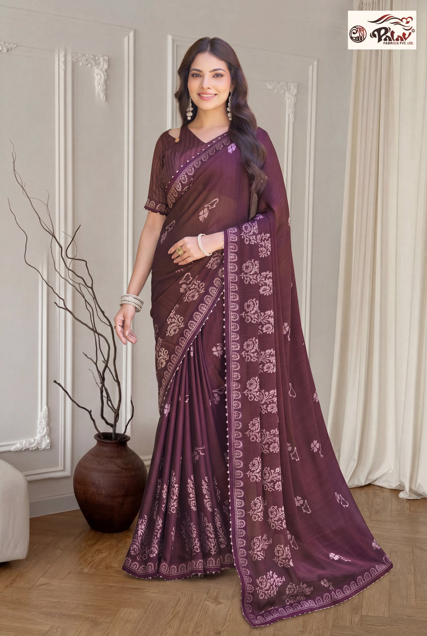 Stylish Kreeva Georgette Saree with Cute Designer Work