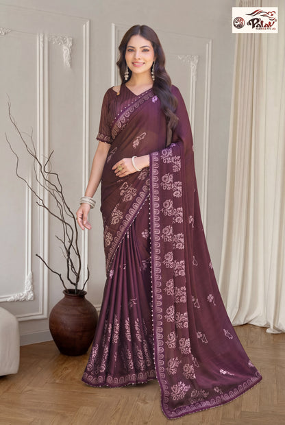 Stylish Kreeva Georgette Saree with Cute Designer Work