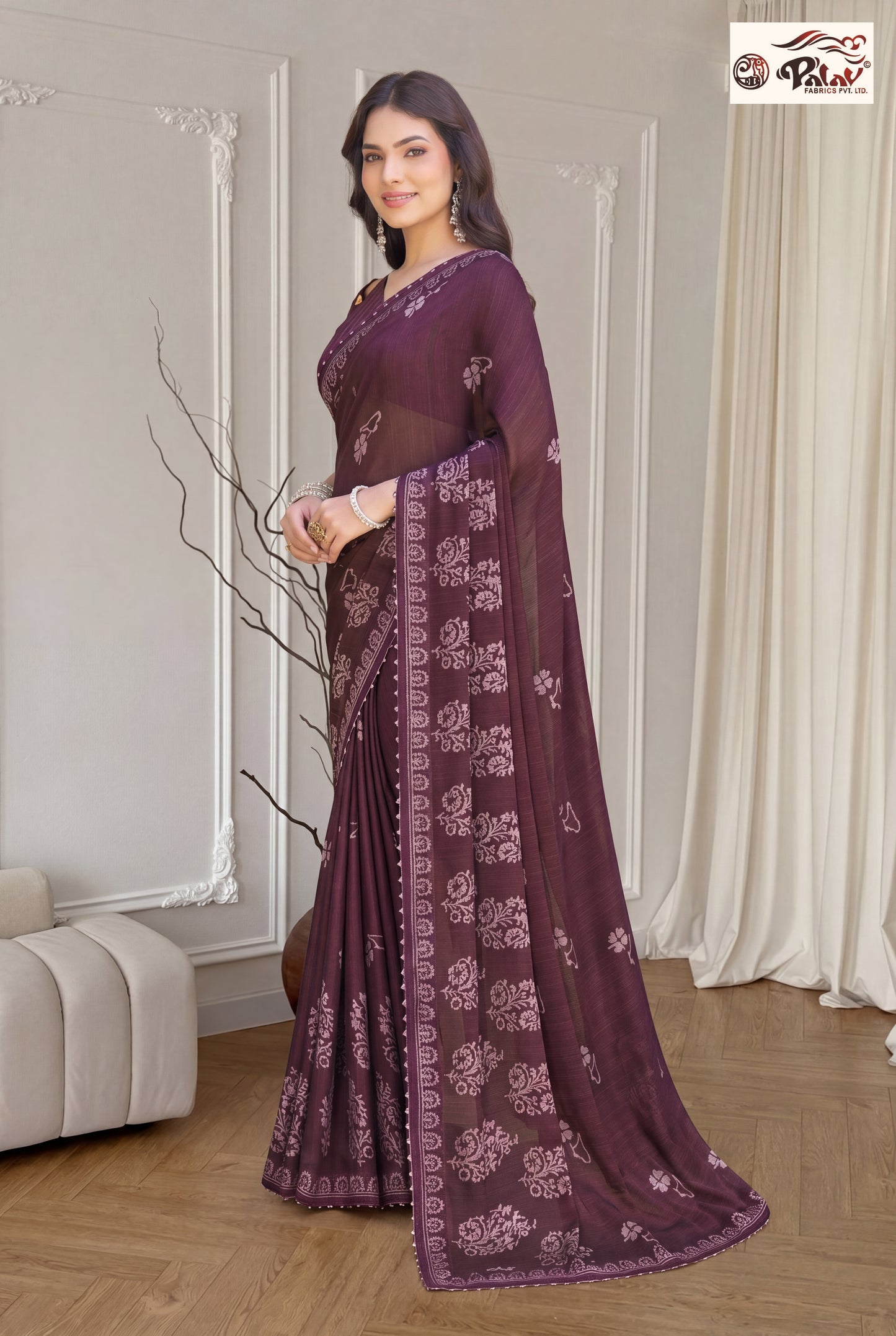 Stylish Kreeva Georgette Saree with Cute Designer Work