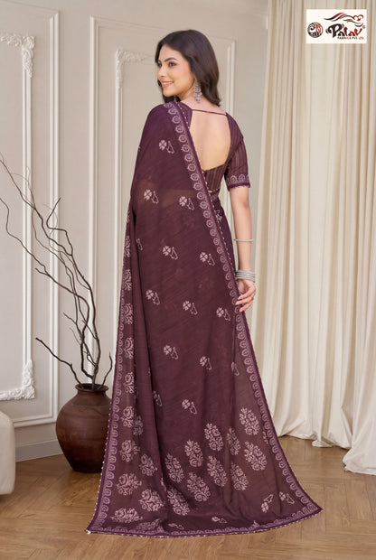 Stylish Kreeva Georgette Saree with Cute Designer Work
