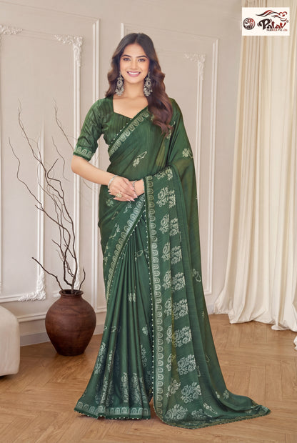Stylish Kreeva Georgette Saree with Cute Designer Work