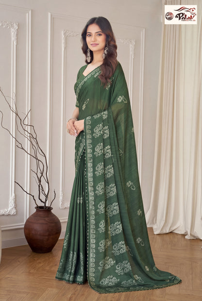 Stylish Kreeva Georgette Saree with Cute Designer Work