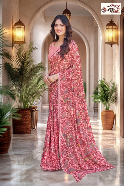 Traditional Kreeva Georgette Saree with Madhubani Print Work