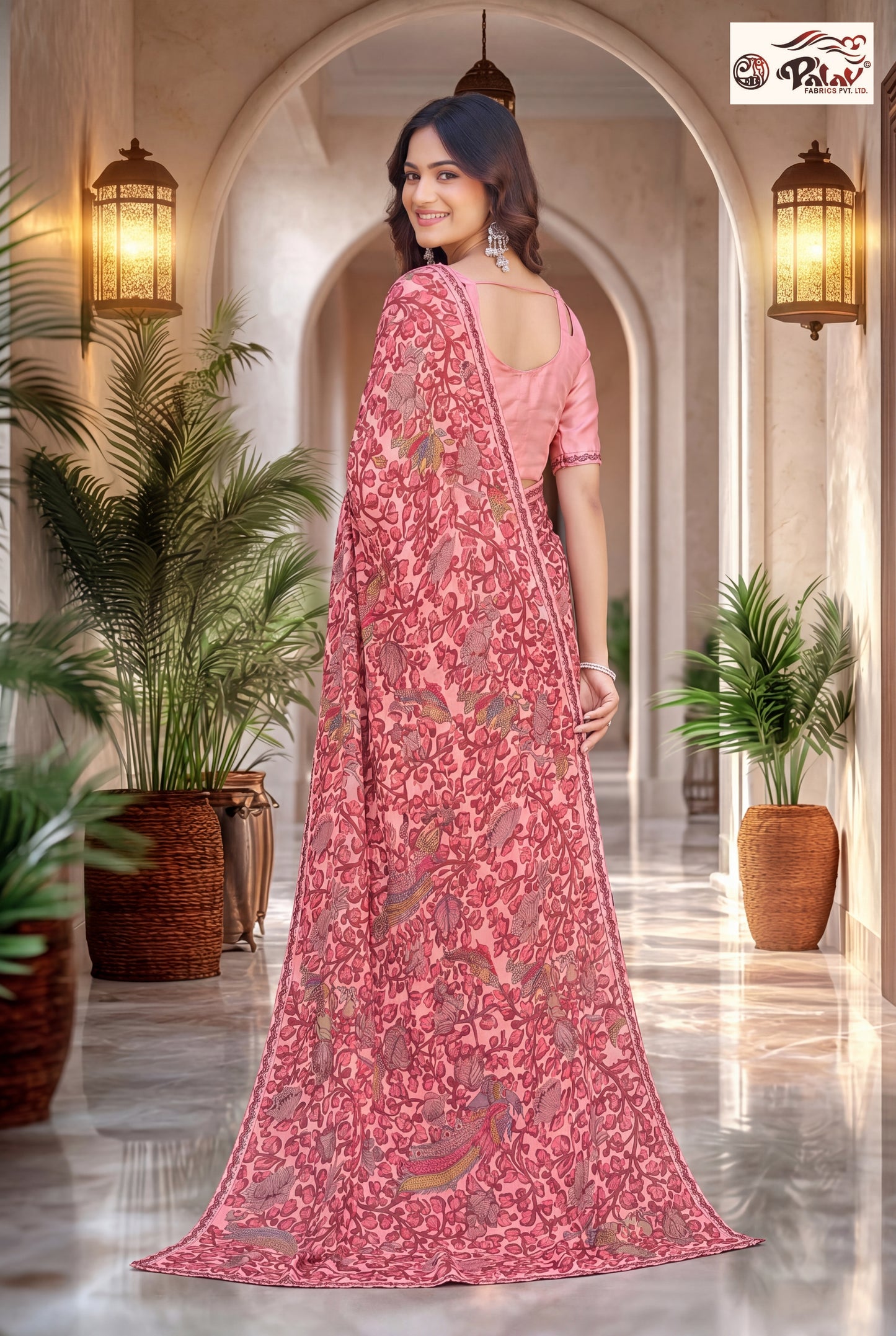 Traditional Kreeva Georgette Saree with Madhubani Print Work