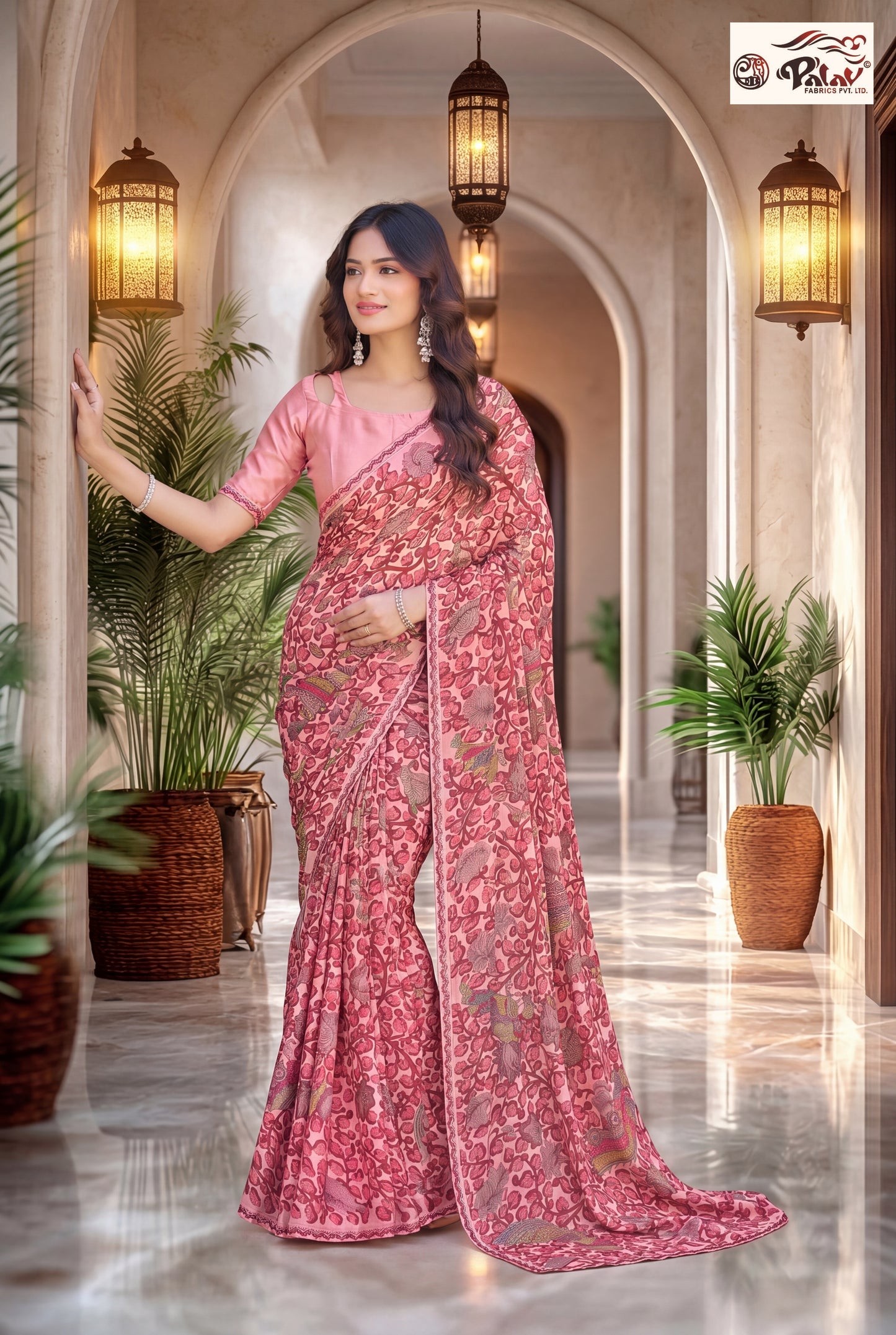 Traditional Kreeva Georgette Saree with Madhubani Print Work