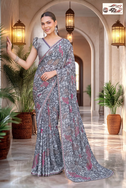 Traditional Kreeva Georgette Saree with Madhubani Print Work
