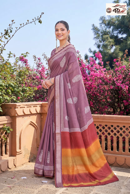 Elegant Tasar Silk Saree with Traditional Kadiyal Weaving Work