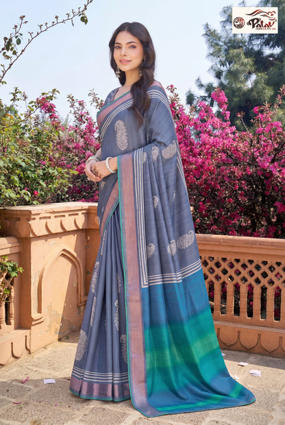 Elegant Tasar Silk Saree with Traditional Kadiyal Weaving Work