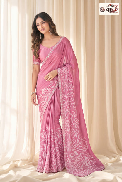 Elegant Kreeva Georgette Saree with Reshmi Work Border