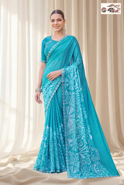 Elegant Kreeva Georgette Saree with Reshmi Work Border