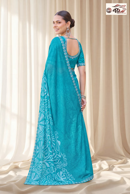 Elegant Kreeva Georgette Saree with Reshmi Work Border