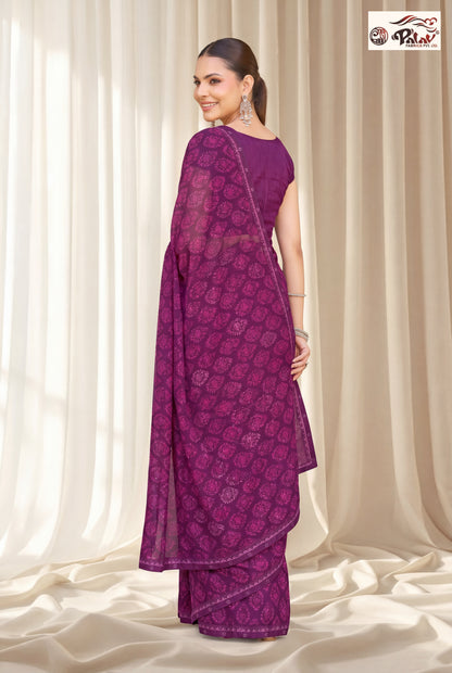 Elegant Kreeva Georgette Saree with Stone Work Pallu & Designer Border (Copy)