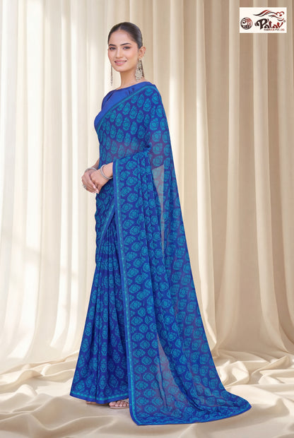 Elegant Kreeva Georgette Saree with Stone Work Pallu & Designer Border (Copy)