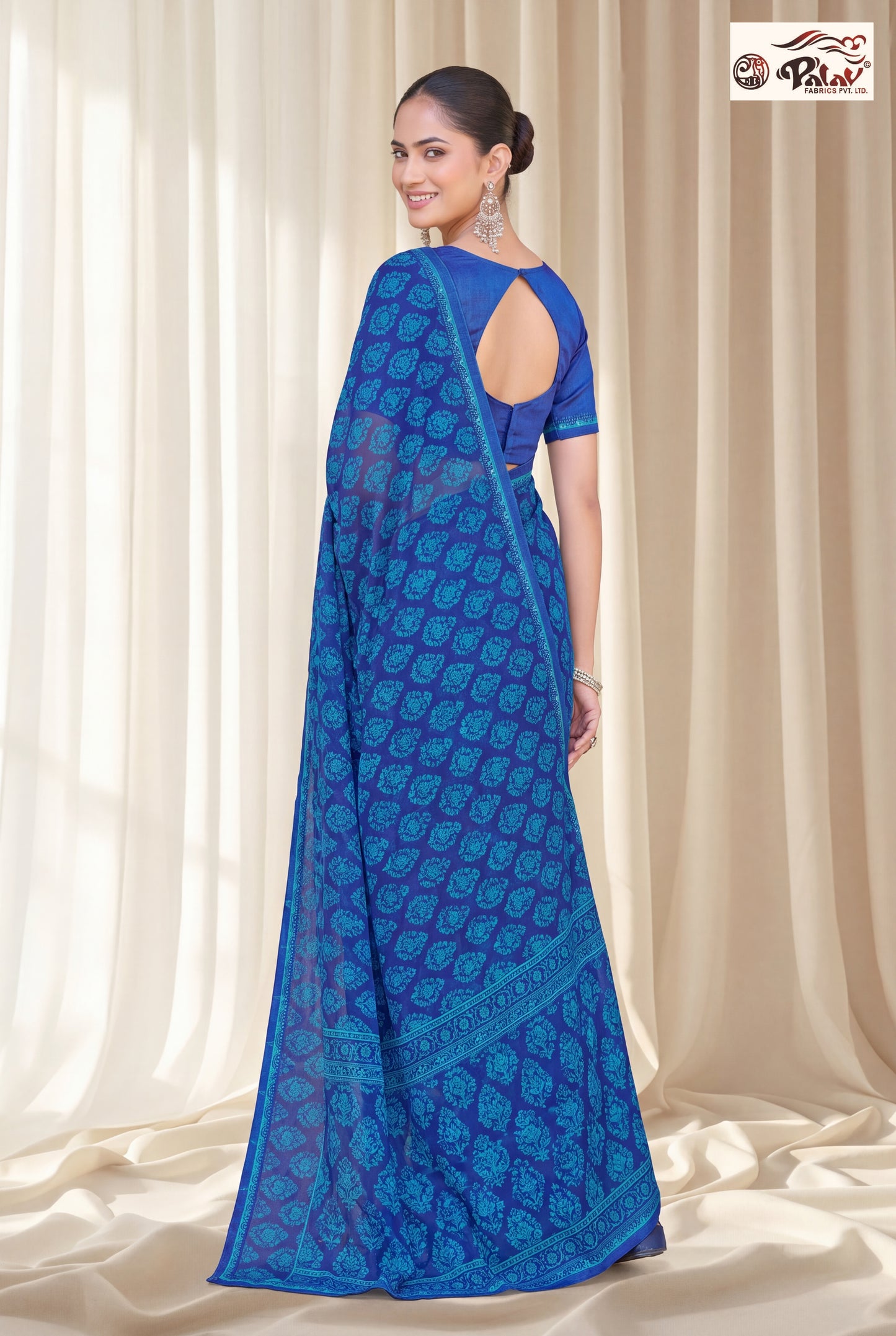 Elegant Kreeva Georgette Saree with Stone Work Pallu & Designer Border (Copy)