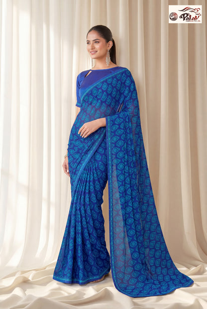 Elegant Kreeva Georgette Saree with Stone Work Pallu & Designer Border (Copy)