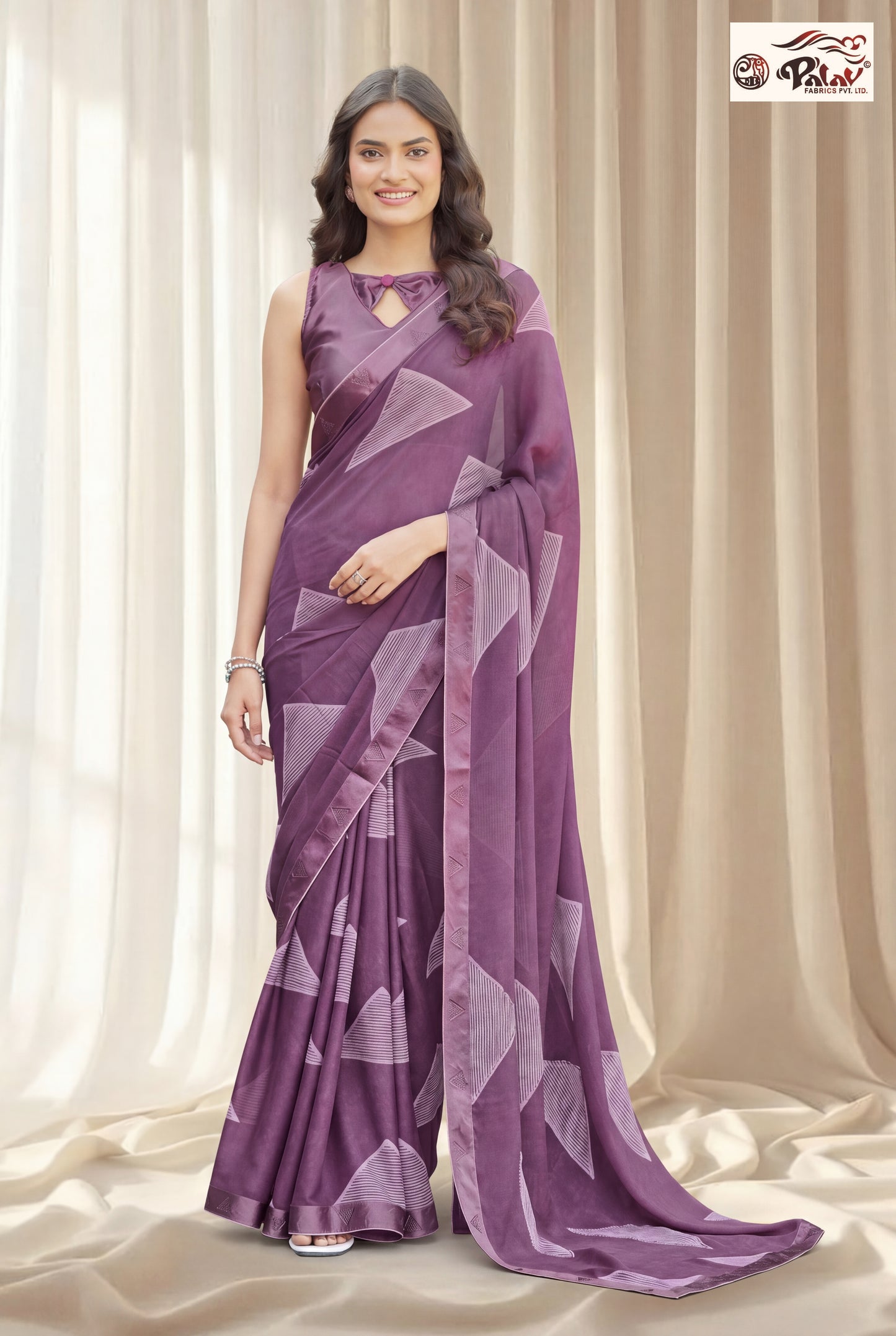 Elegant Kreeva Georgette Saree with Geometric Print