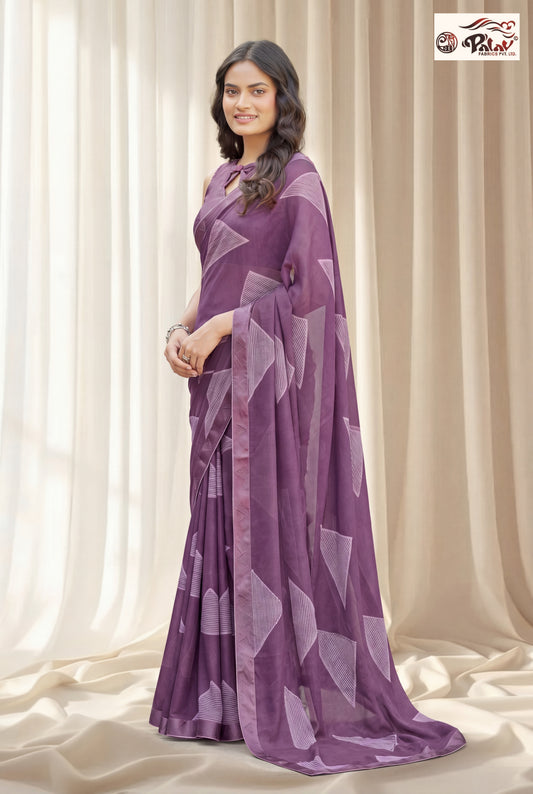 Elegant Kreeva Georgette Saree with Geometric Print