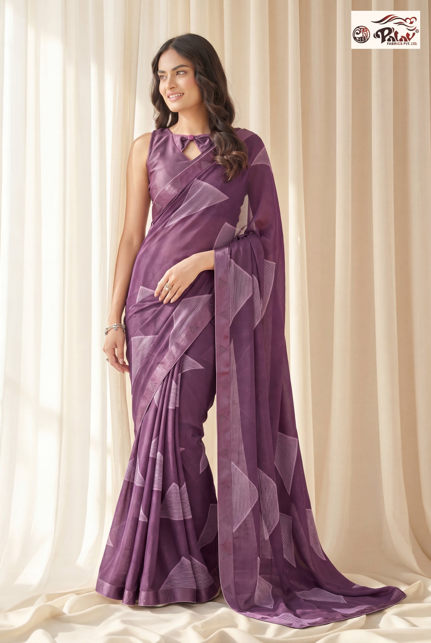 Elegant Kreeva Georgette Saree with Geometric Print