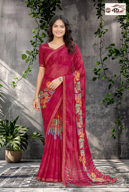 Elegant Kreeva Georgette Saree with Discharge Print Work